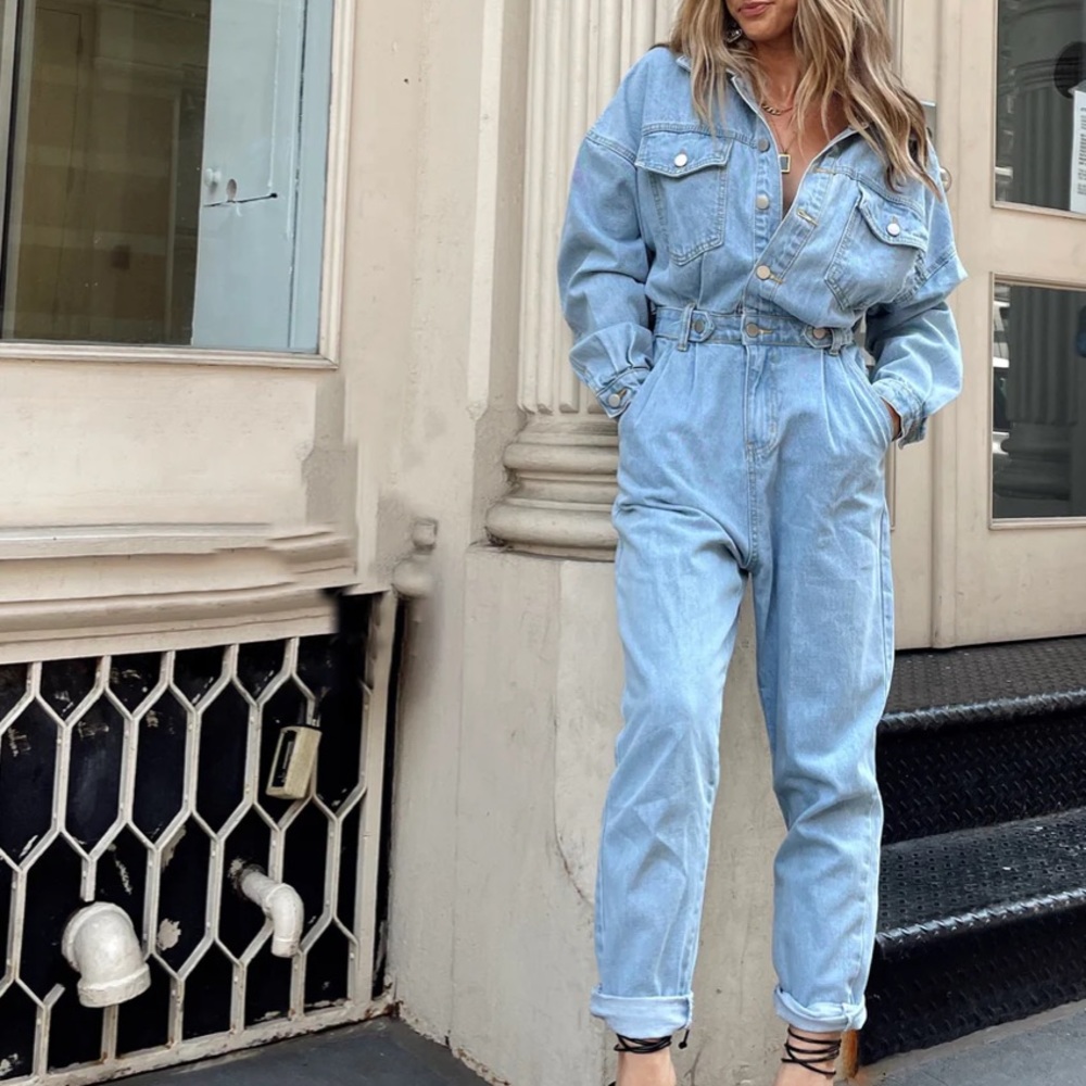 12th Tribe Light Blue Denim Jumpsuit